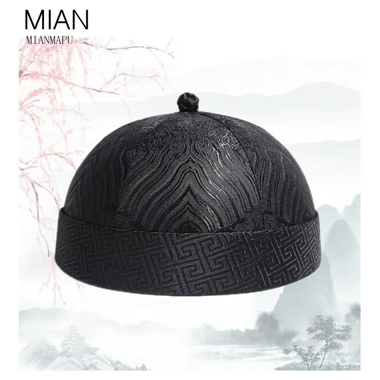 中国风海浪纹地主帽子男式街头潮人清朝礼帽表演影楼戏剧主子帽子