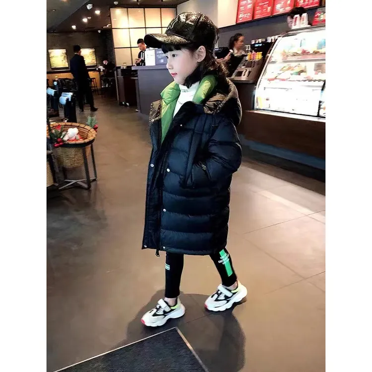 巴拉巴拉恩儿童韩版羽绒服女童男童中长款过膝中小童大童宝宝加厚