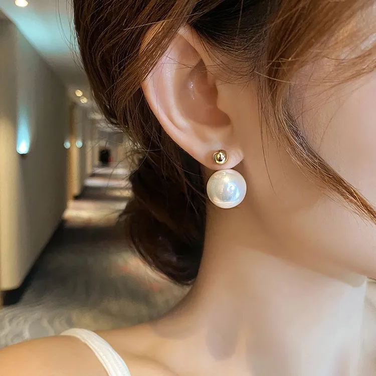 铜合金仿珍珠耳饰 大气珍珠耳钉女复古小众设计感高级感气质耳环
