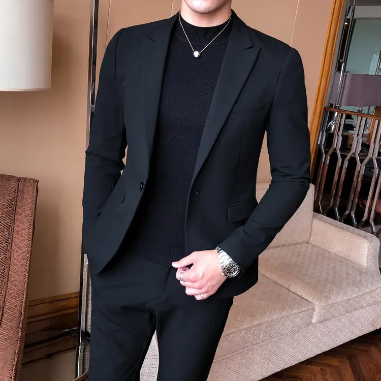 秋冬季韩版潮流修身单西装职业正装西服男士小西装上衣外套男