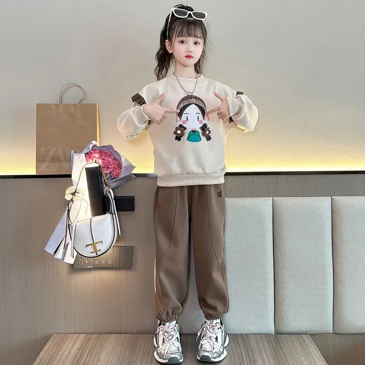 女童卫衣套装春秋2024新款洋气儿童休闲运动大童网红两件套女孩潮