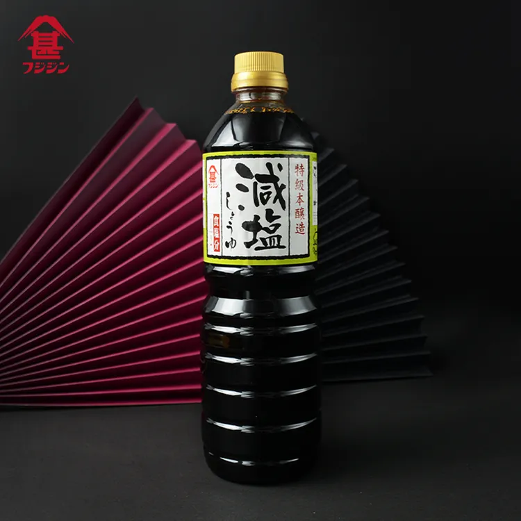 富士甚减盐酱油1000ml大瓶装日本原装进口酿造酱油薄盐日式少轻盐