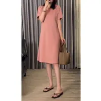 纯纯定制 短款空气层连衣裙 气质显瘦显高小个子长裙