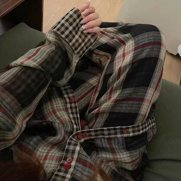 【高级格纹】韩系女款爆款2025新款长袖长裤家居服大码套装可外穿