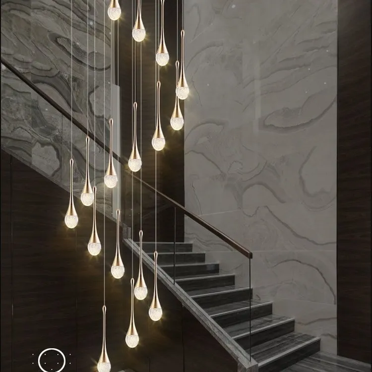 网红小蛮腰吊灯楼梯吊灯别墅旋转轻奢灯具复式楼客厅灯高档水晶灯