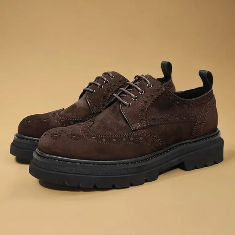 英伦风商务休闲皮鞋男布洛克雕花男士时尚真皮皮鞋