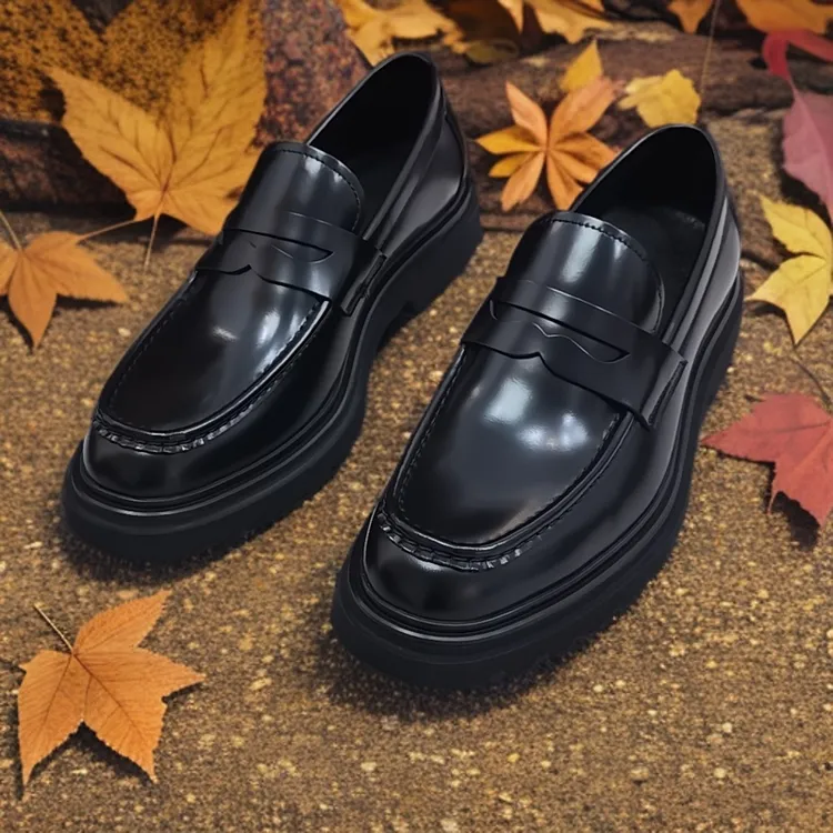 商务休闲皮鞋男乐福鞋时尚百搭男士亮面牛皮皮鞋英伦风春季秋季