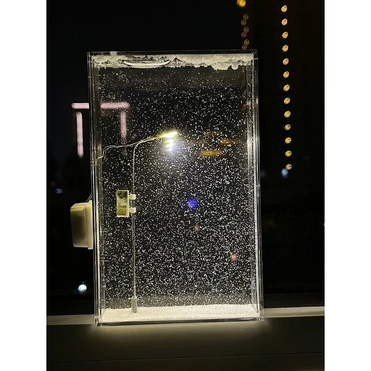 雪夜流麻小夜灯雪景小路灯手工自制DIY材料包送女友闺蜜情侣E428