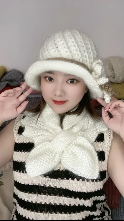 纯手工编织螺旋渔夫套帽松鼠绒毛线帽百搭保暖