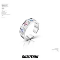 铜合金合成锆石戒指 SUMIYAKI立体金属爱心戒指简约指环 