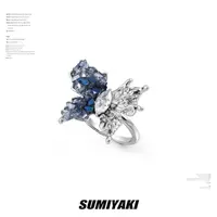 铜合金合成锆石戒指 SUMIYAKI 立体碎钻渐变蝴蝶戒指 绝美
