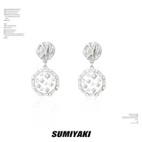 铜合金耳饰 SUMIYAKI 纽扣系列光面吊坠耳环高级感女生s925银针