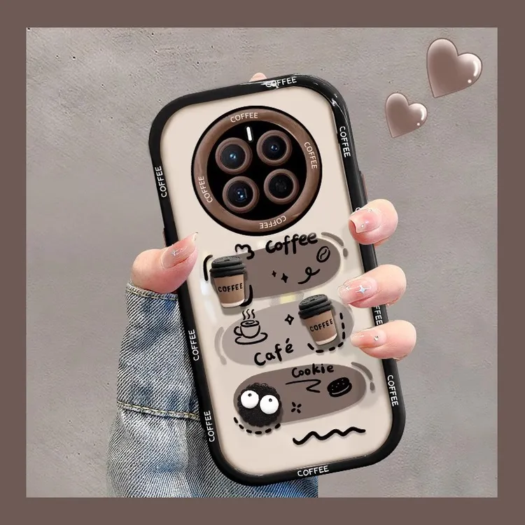 华为mate60pro手机壳原创mate50奶油壳小熊新款40e立体咖啡黑煤球