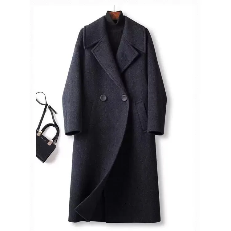 24816新款羊毛大衣宽松韩版牦牛绒双面呢女中长款时尚显瘦百搭