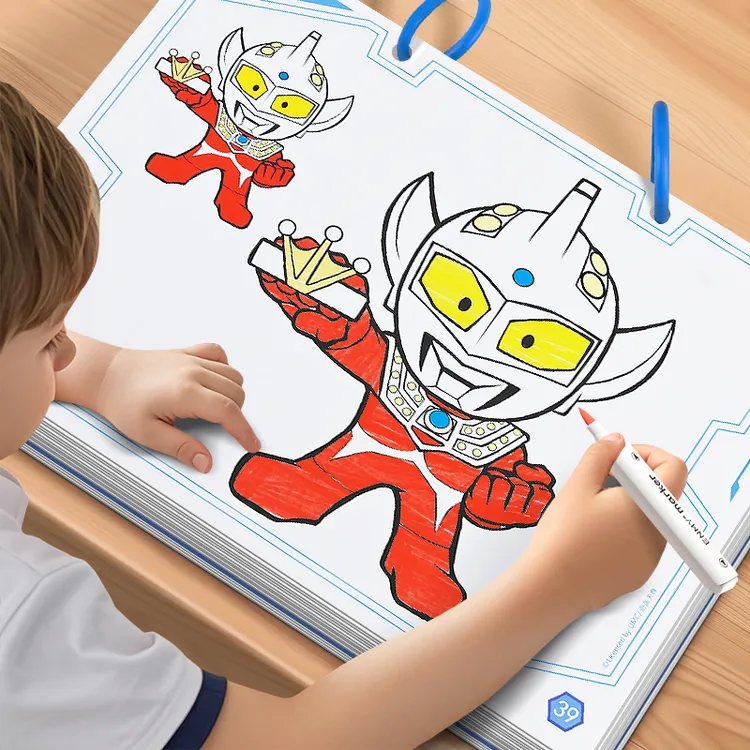 奥特曼涂色本3-6岁5儿童简单画画本男孩马克笔涂鸦填色益智玩具书