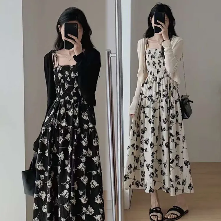 2025孕妇装新款法式吊带裙女春夏辣妈款时尚显瘦高级感碎花连衣裙