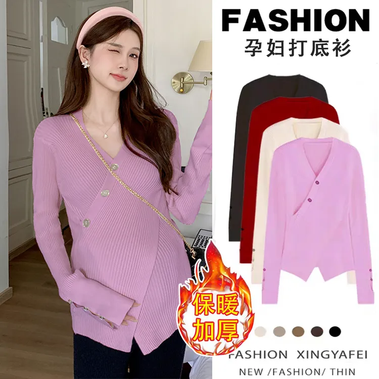 孕妇打底衫秋冬2025新款百搭上衣长袖修身减龄时尚辣妈针织毛衣