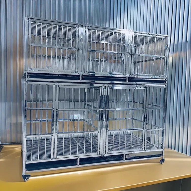 不锈钢子母笼双层三层宠物店展示柜两层狗笼猫笼兔展示寄养笼多层
