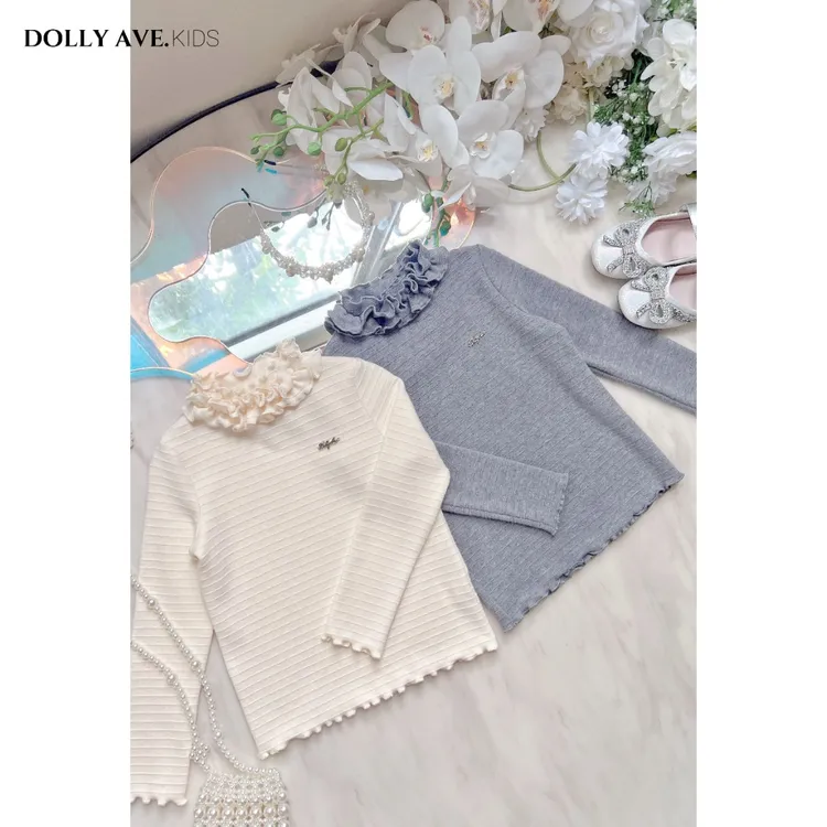 Dolly Ave 棉花糖2.0 女童小高领荷叶边条纹百搭打底