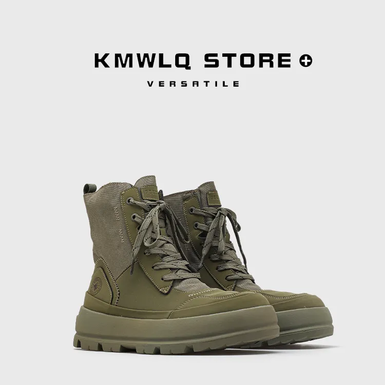 原创小众户外工装靴男复古日系大黄靴马丁靴男厚底高帮沙漠靴韩版