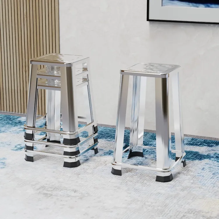 餐桌椅加厚不锈钢方凳子工作圆凳简约现代餐厅大排档室外车间凳