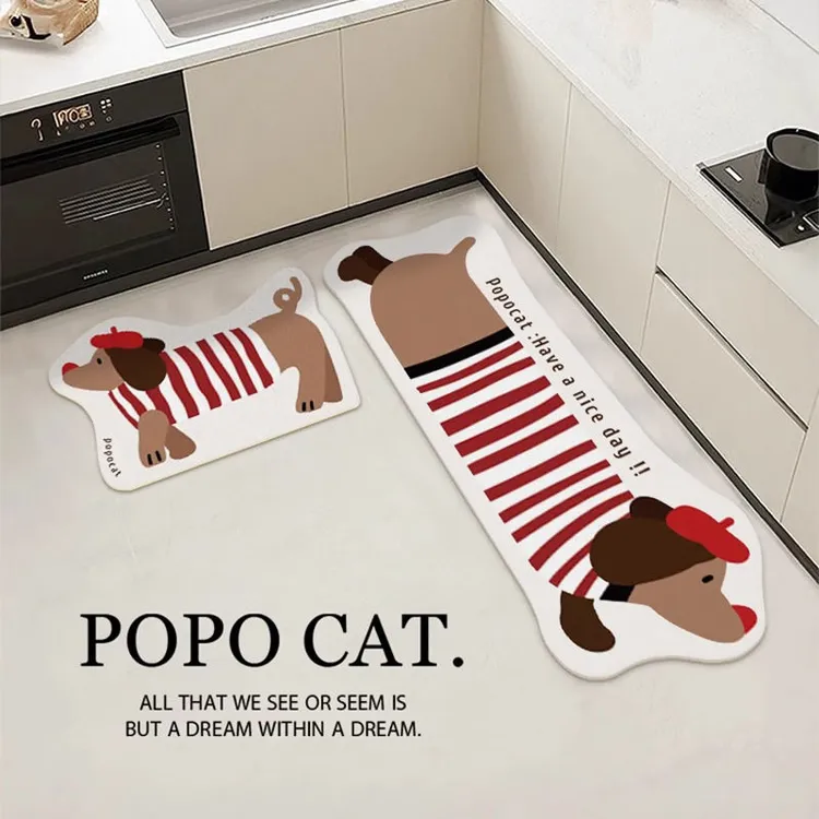 厨房地垫防滑硅藻泥可擦免洗耐脏脚垫腊肠狗家用专用防水l形地毯