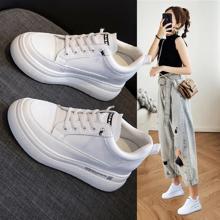 内增高真皮小白鞋女2025秋冬新款爆款厚底加绒单鞋百搭休闲运动鞋