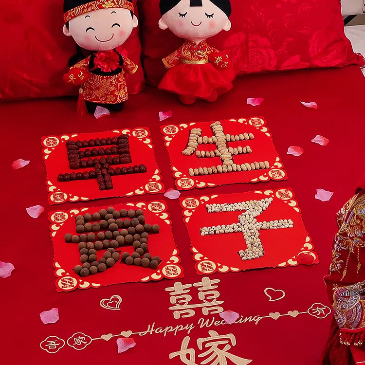 早生贵子干果盒套装男方结婚压床娃娃双层立体模板模具摆件装饰