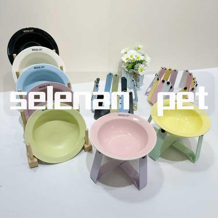 微瑕韩国BD飞碟猫碗陶瓷宠物狗碗护颈增高防打翻吃粮罐头喝水食盆