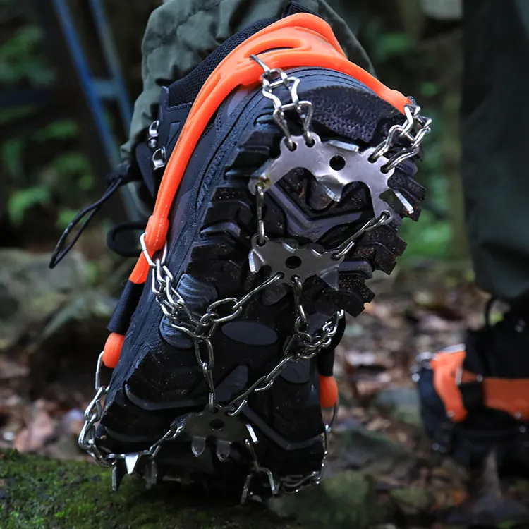 冰爪防滑鞋套户外24齿不锈钢雪地雪爪专业装备冰抓男女登山鞋钉链
