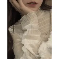 泡泡打底衫女新款内搭半高领网红时尚气质T恤百搭长袖蕾丝上衣