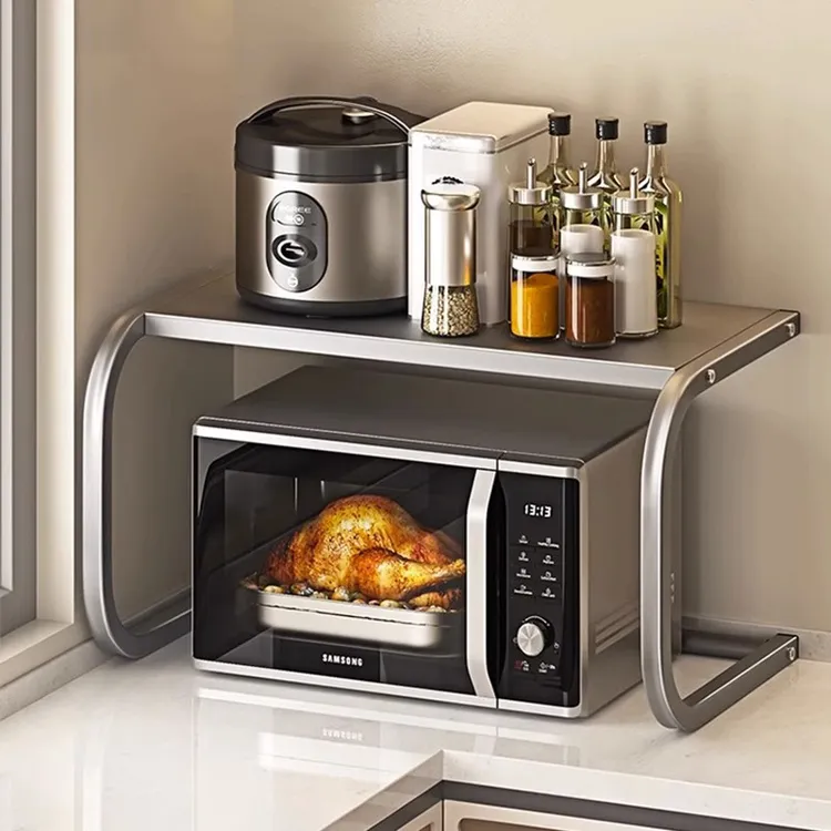 厨房置物架微波炉架置物架厨房收纳置物架双层置物架电器落地置物