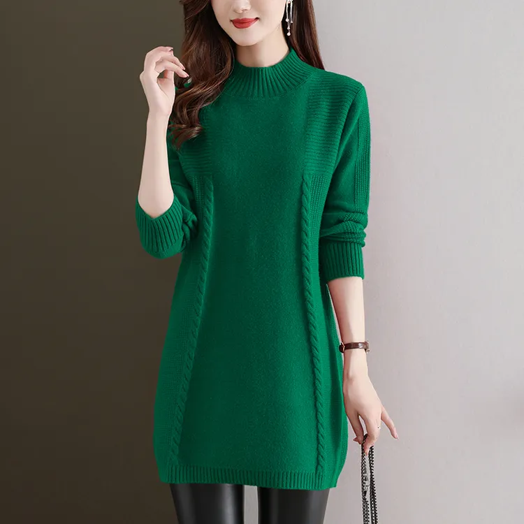 羊毛衫中长款毛衣女遮屁股洋气针织连衣裙2023秋冬新款打底衫内搭