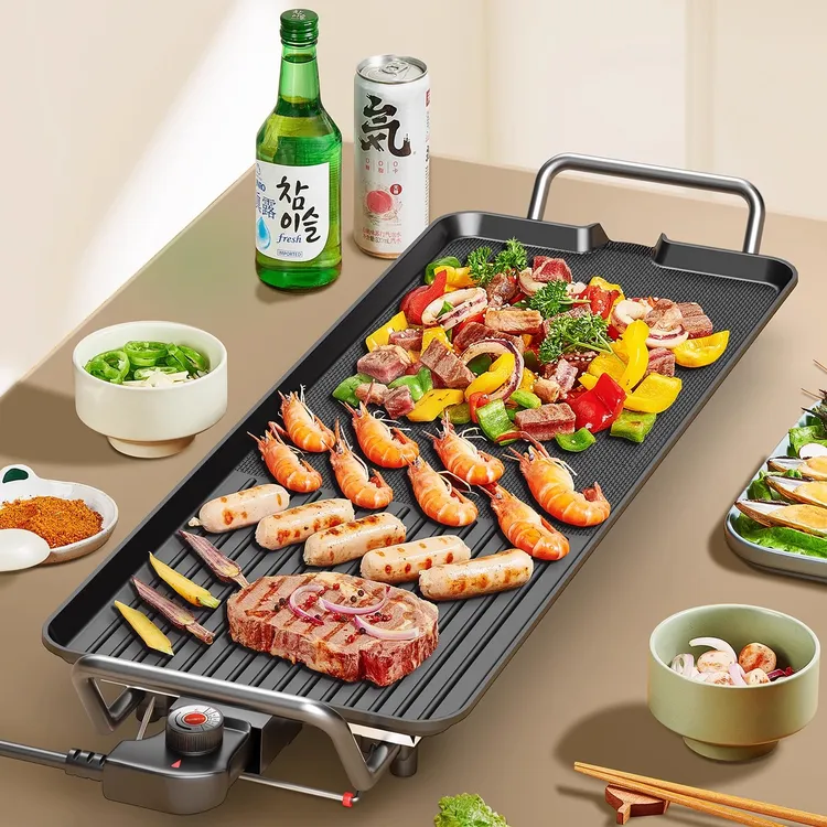 【原始人电烧烤炉】家用室内韩式电烤盘烤肉盘多功能铁板烧烤肉机
