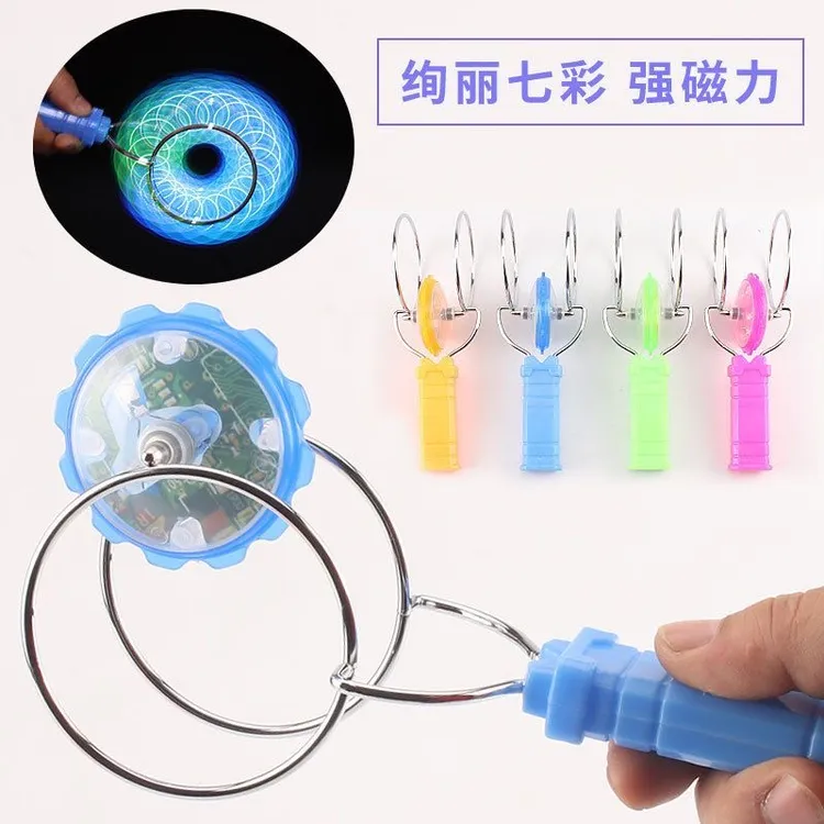 魔力飞转陀螺手摇旋转磁力创意七彩发光悠悠磁性轨道儿童玩具摆摊