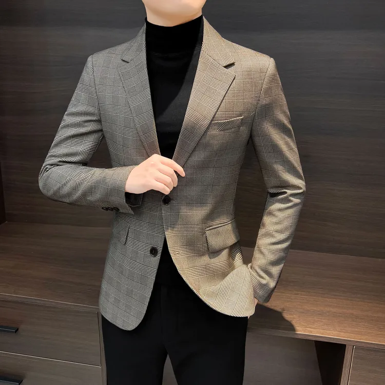 休闲西装外套男士爆款2025新款痞帅高级感男装商务韩版修身小西服