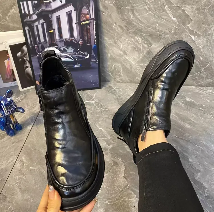 侧拉链芒果鞋舒适百搭款