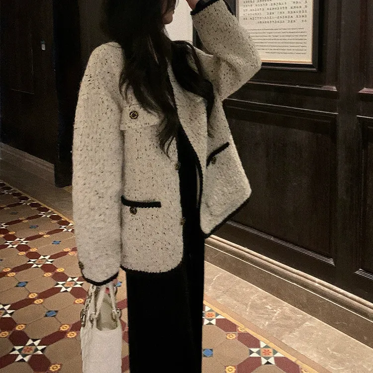 2024大码女装小香风毛呢外套胖mm气质名媛小众中长款秋装大衣百搭