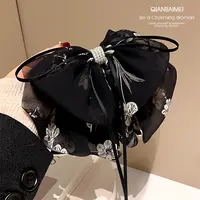 黑色复古大蝴蝶结飘带发夹女优雅大气时尚发卡夹弹簧夹后脑勺顶夹