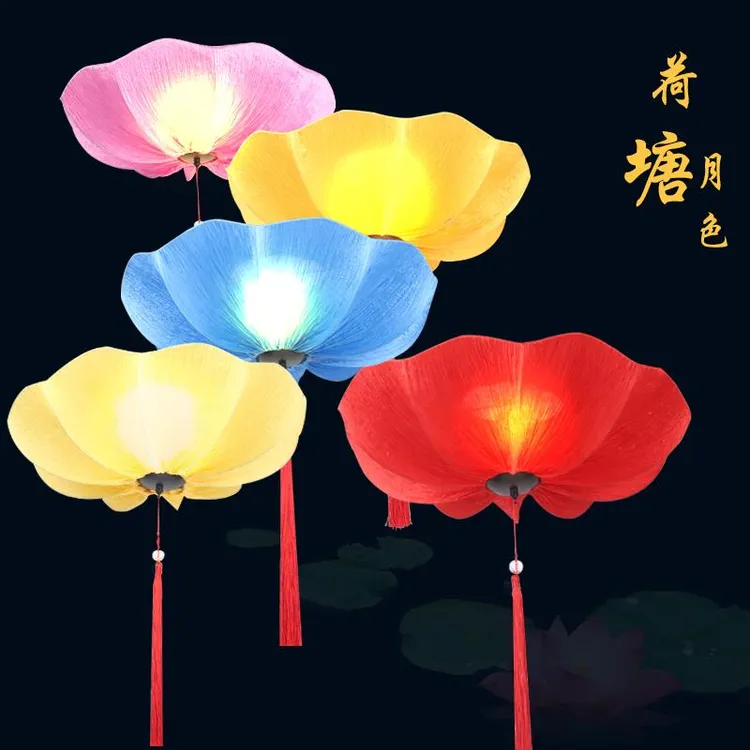 新中式荷叶荷中国风灯笼婚庆过道走廊餐厅火锅仿古布艺吊灯