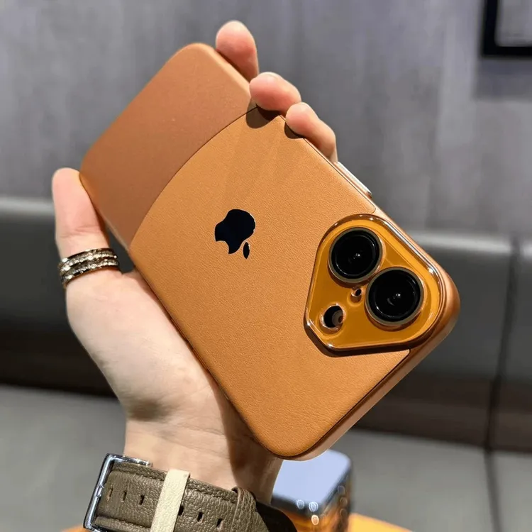 秋冬款适用苹果16/15/14/13双拼素皮纹超薄iphone14promax手机壳.