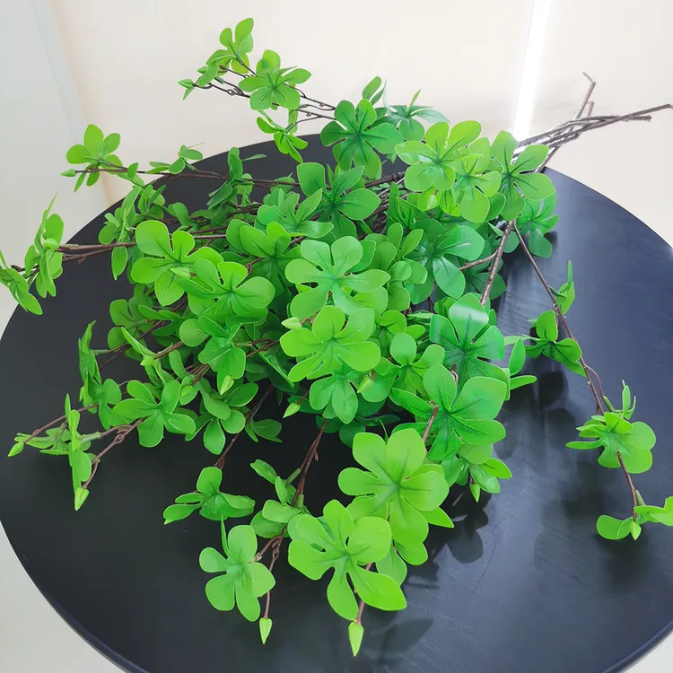 3支仿真绿叶吊钟假花过胶叶子家居客厅绿色植物装饰摆件高品质