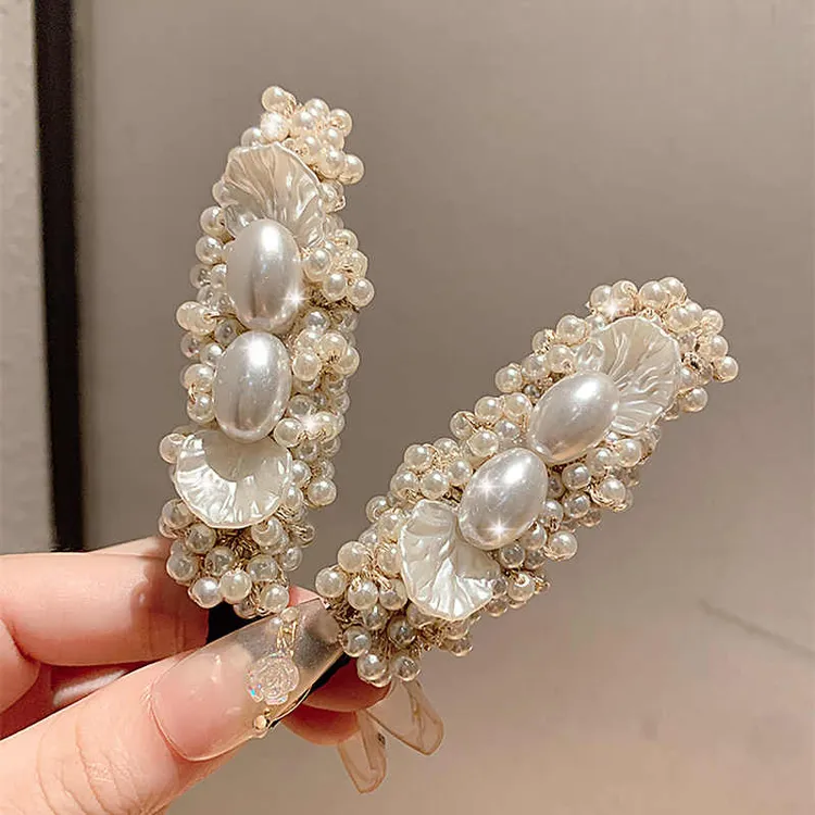 重工珍珠发夹简约高级感顶夹刘海夹头饰气质边夹2025新款网红发卡