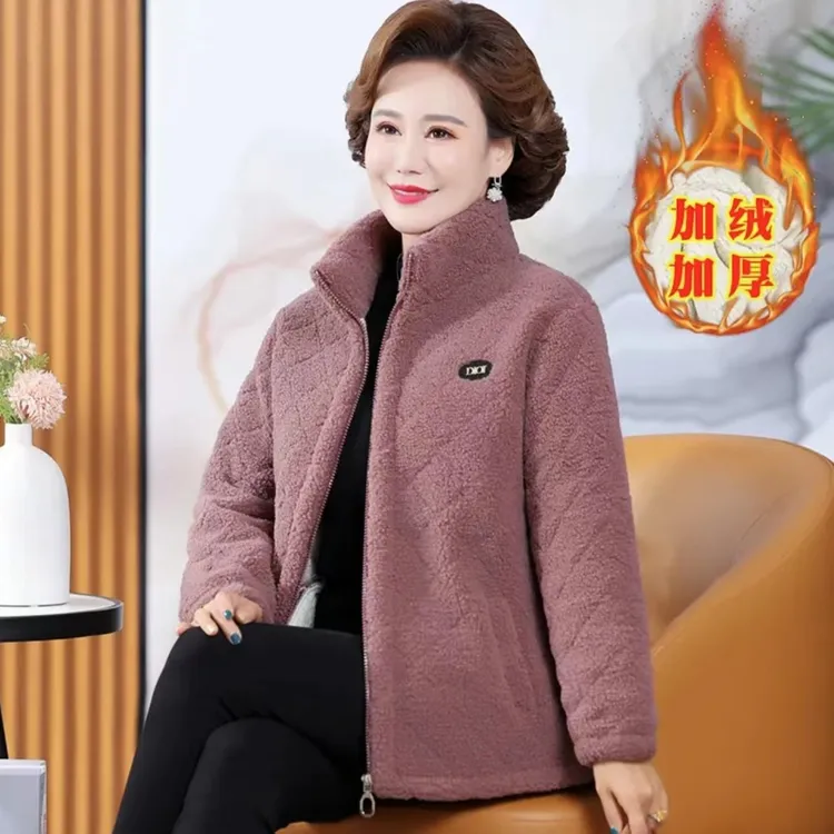 2025新款妈妈冬装短款洋气保暖棉衣中老年女冬季加绒加厚棉袄外套