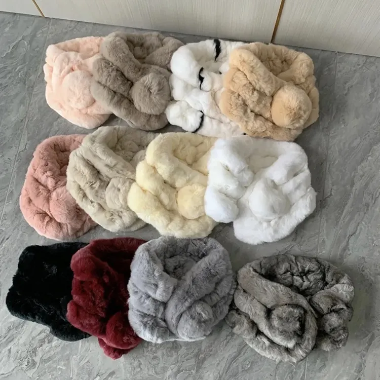 海宁新款皮草围巾女冬季兔毛加厚獭兔毛皮草围脖韩版保暖帽子