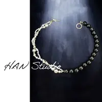 黄铜莫桑石项链 【躁动DNA】拼接串珠轻奢小众高级感锁骨链撞色项链