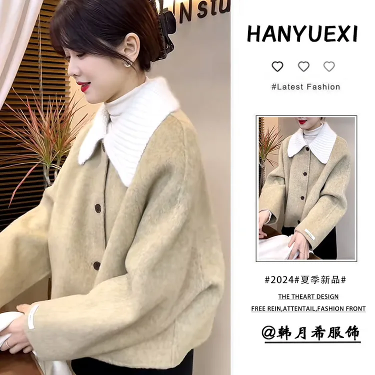今年流行高级感小香风外套新款韩系高级感简约时尚翻领短款上衣潮