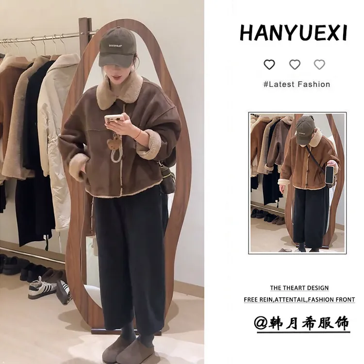 秋冬套装女2025新款爆款洋气复古翻领时髦外套百搭阔腿裤两件套潮