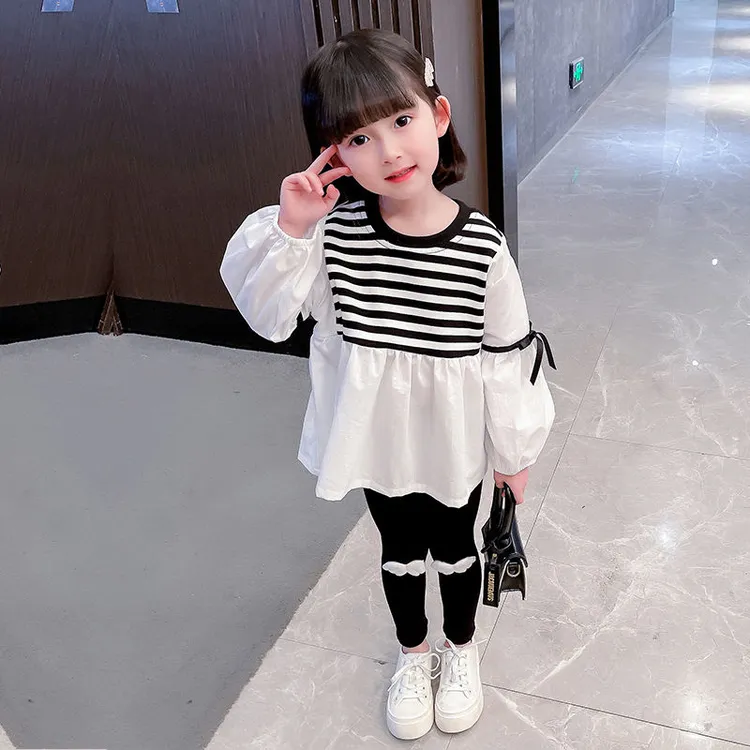 2024款女童长袖网红春款公主洋气女宝宝儿童春秋季时髦韩版裙子