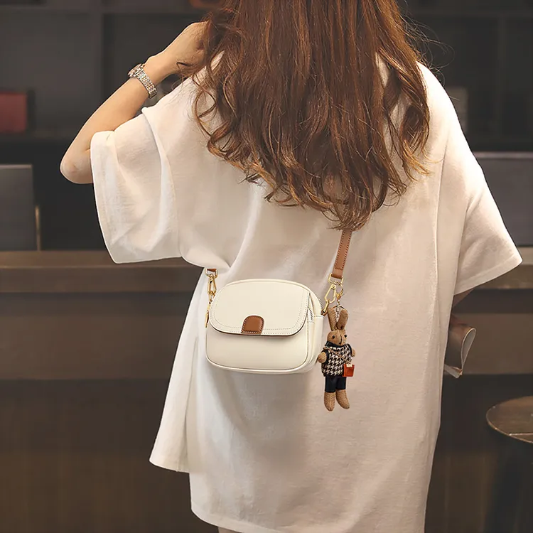 Viney真皮女包包时尚牛皮斜挎包高级质感枕头包单肩包赠玩偶6767